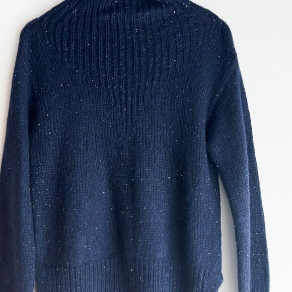 Tonet Navy Blue Sequin Detail Mock neck Pullover Sweater 44/S - Picture 5 of 9